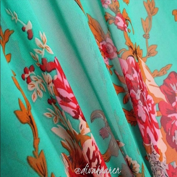 FRINGE KIMONO Green Floral Swim - Picture 6 of 11